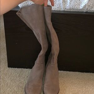 Faux Suede Boots with Small Heel